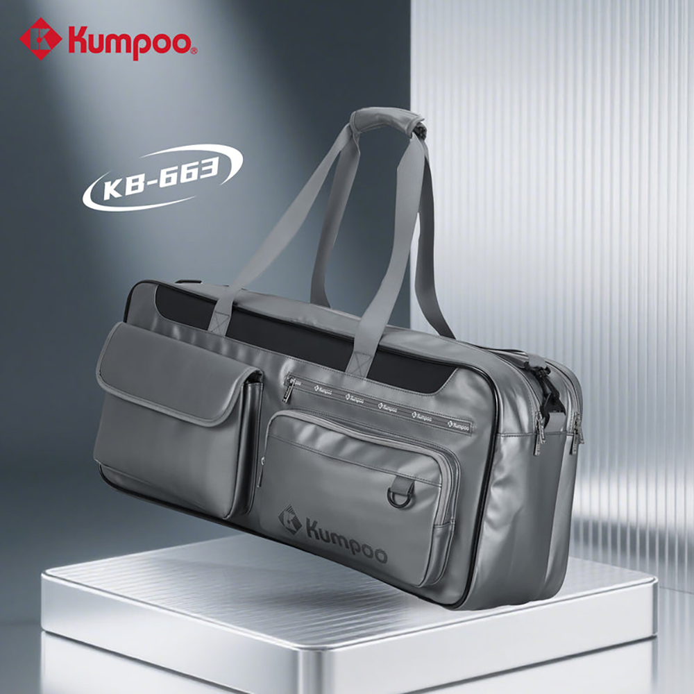 マリン　15㎝ Kumpoo Rectangular Racket Bag KB-663 (Silver/Gray) – JoyBadminton