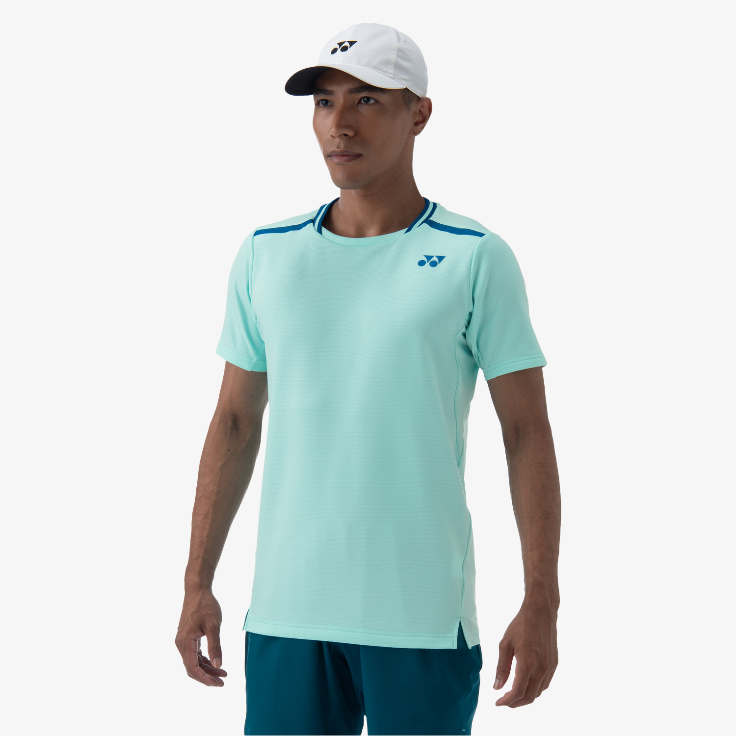 Yonex Men's Crew Neck Shirt 10559 (Cyan) - JoyBadminton Yonex Men's Crew Neck Shirt 10559 (Cyan) - JoyBadminton