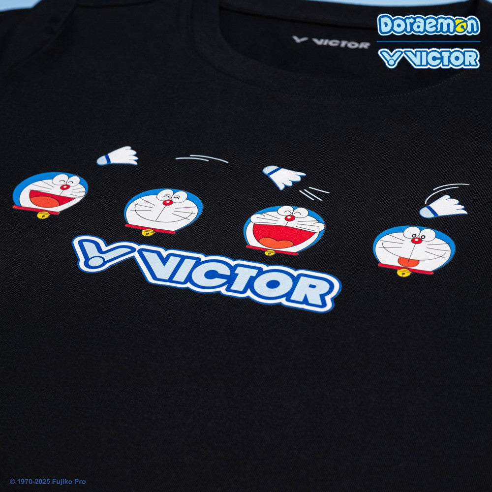 Victor x Doraemon Unisex T-Shirt T-502DRM-C (Black)