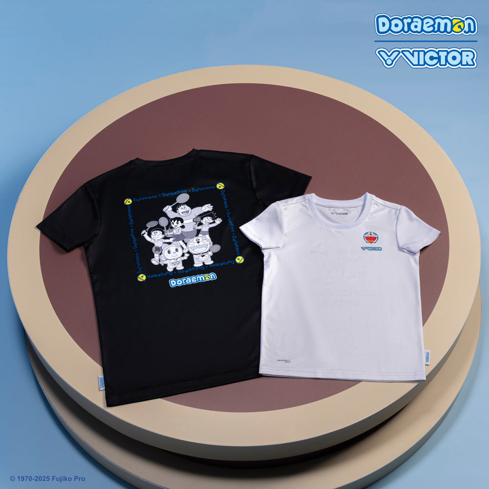 Victor x Doraemon Unisex T-Shirt T-504DRM-C (Black)