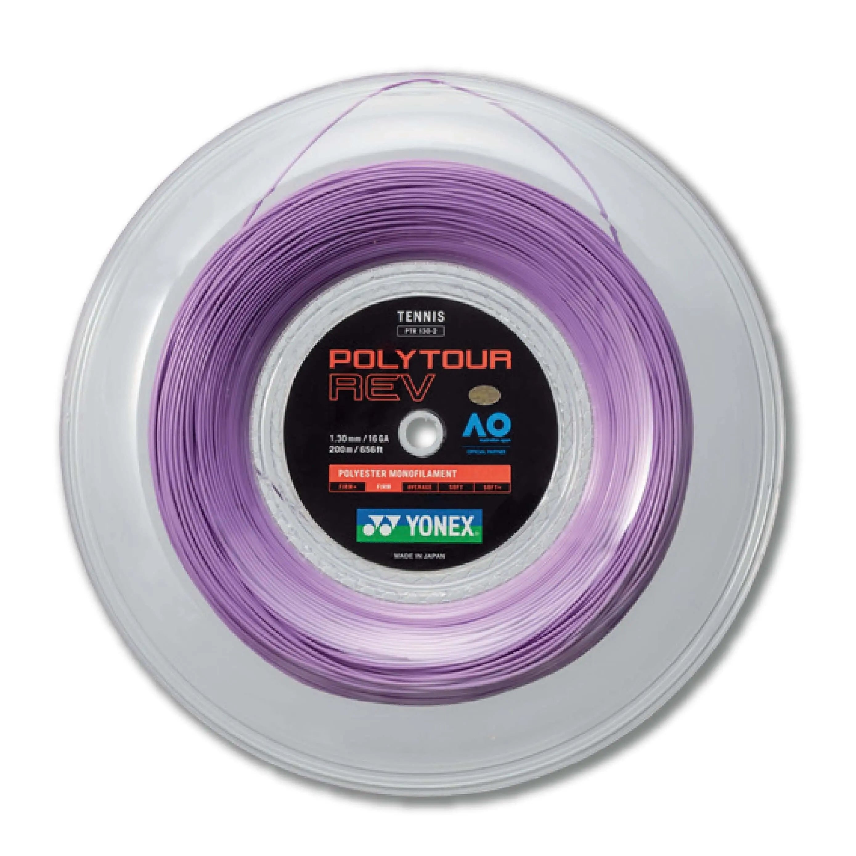 Yonex Polytour Rev 130 / 16 200m Tennis String Reel (Purple) - Purple 