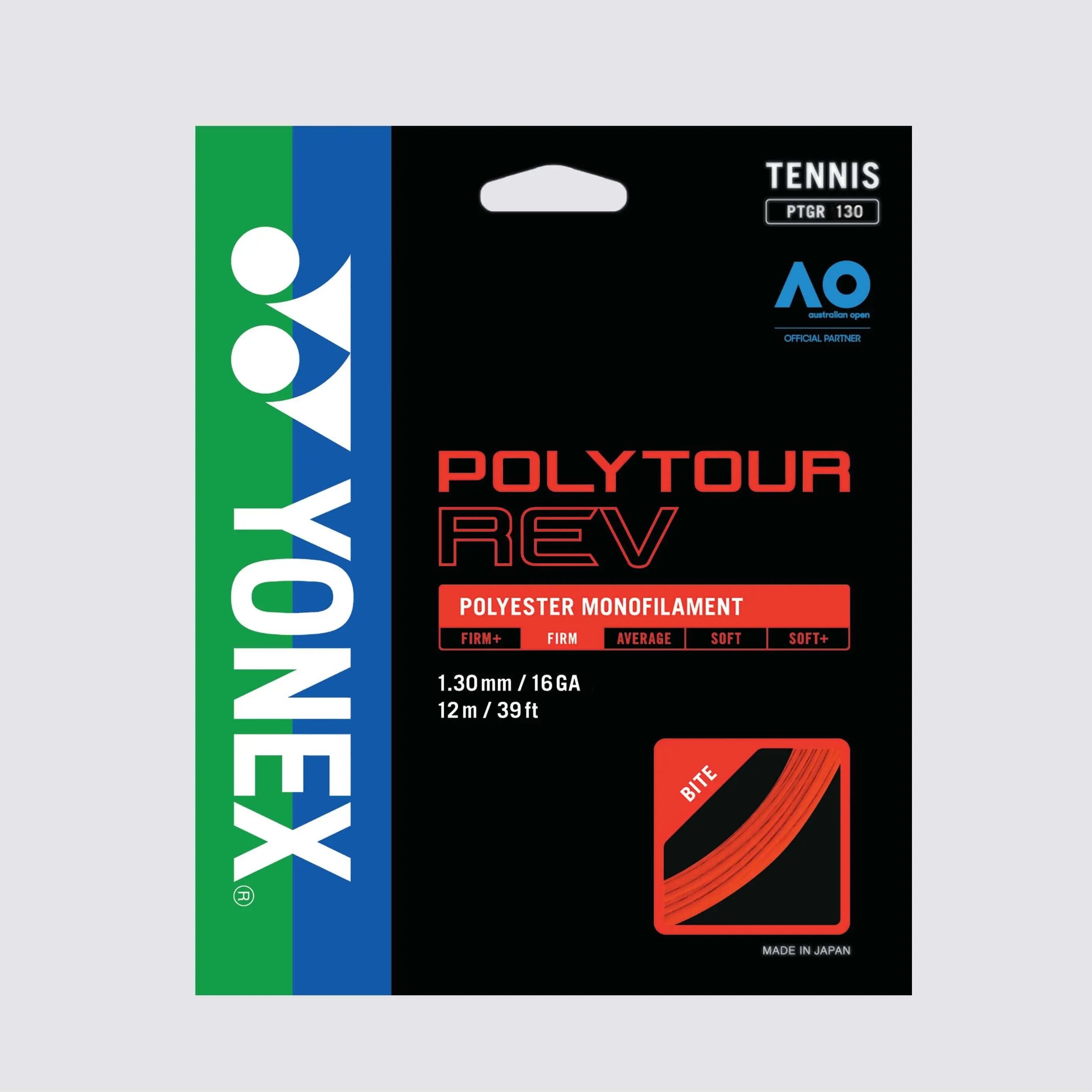 Yonex Polytour Rev 130 / 16 Tennis String (Bright Orange) - Bright Orange 