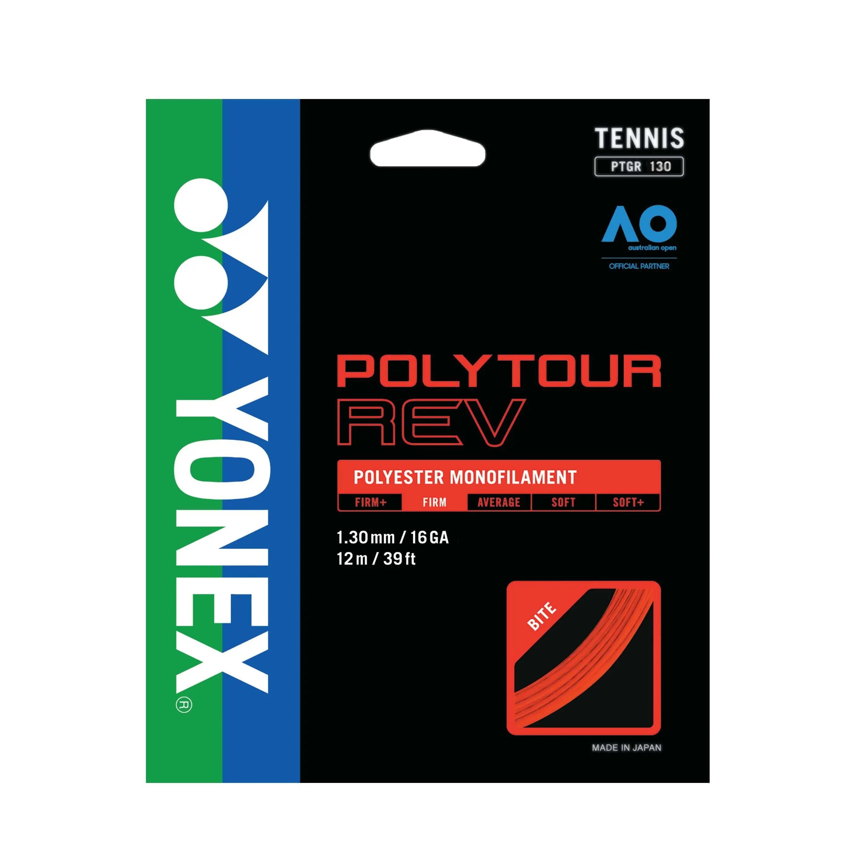 Yonex Polytour Rev 130 / 16 Tennis String (Bright Orange) - Bright Orange 