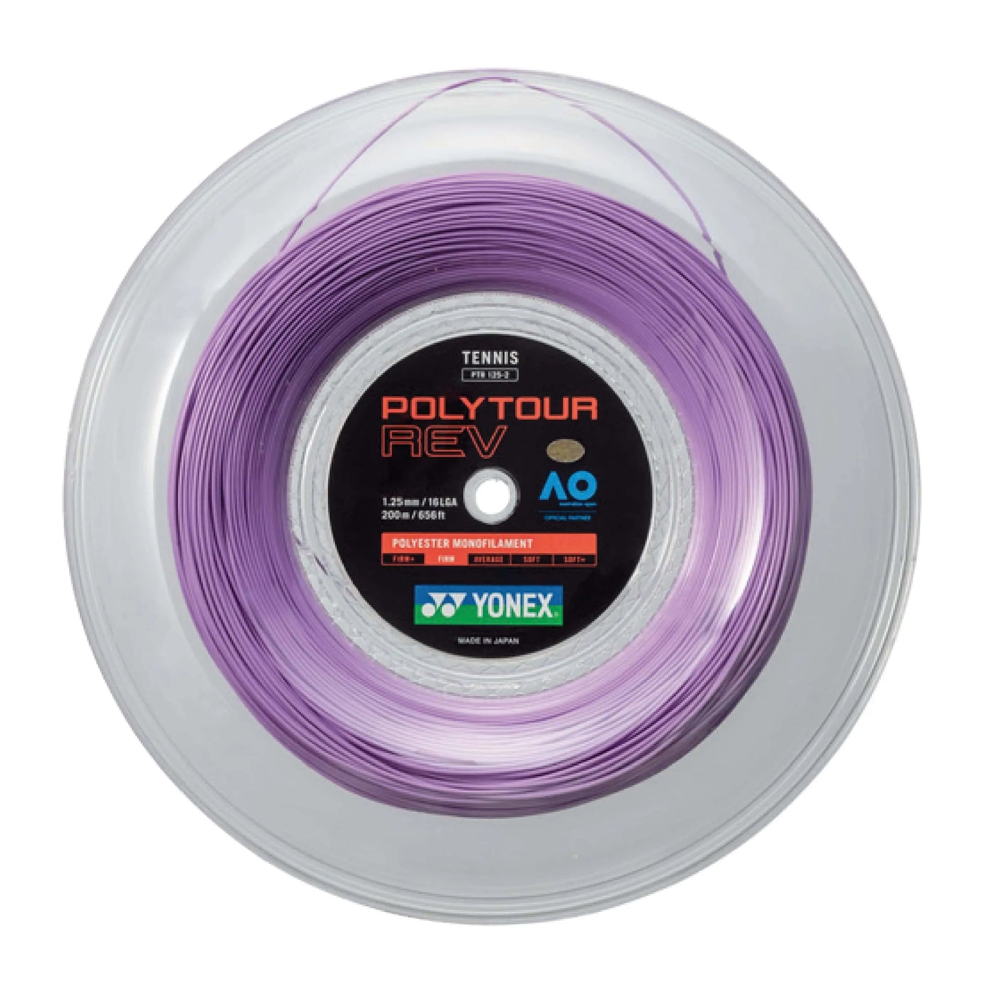 Yonex Polytour Rev 125 / 16L 200m Tennis String Reel (Purple) - Purple 