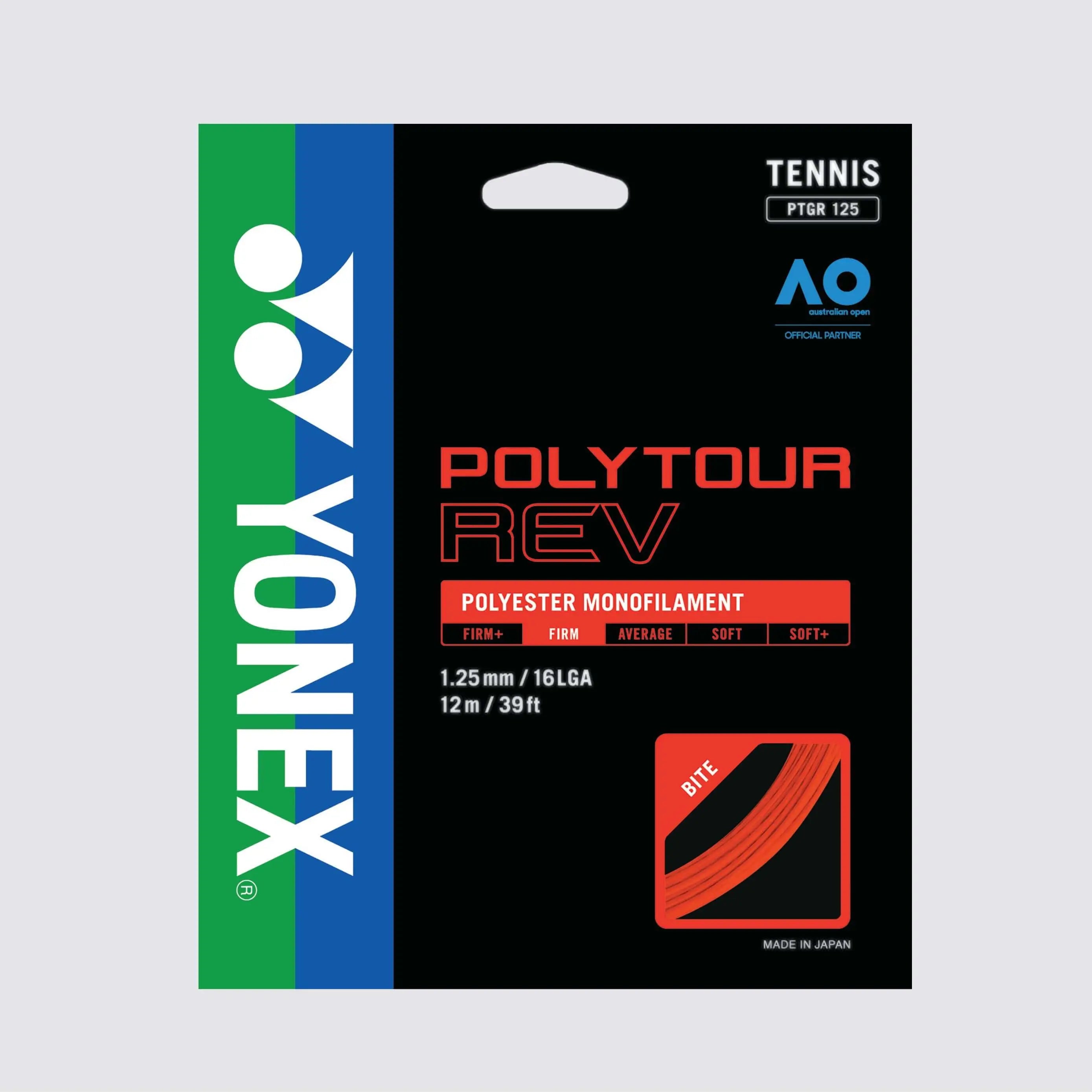 Yonex Polytour Rev 125 / 16L Tennis String - Bright Orange - Bright Orange 