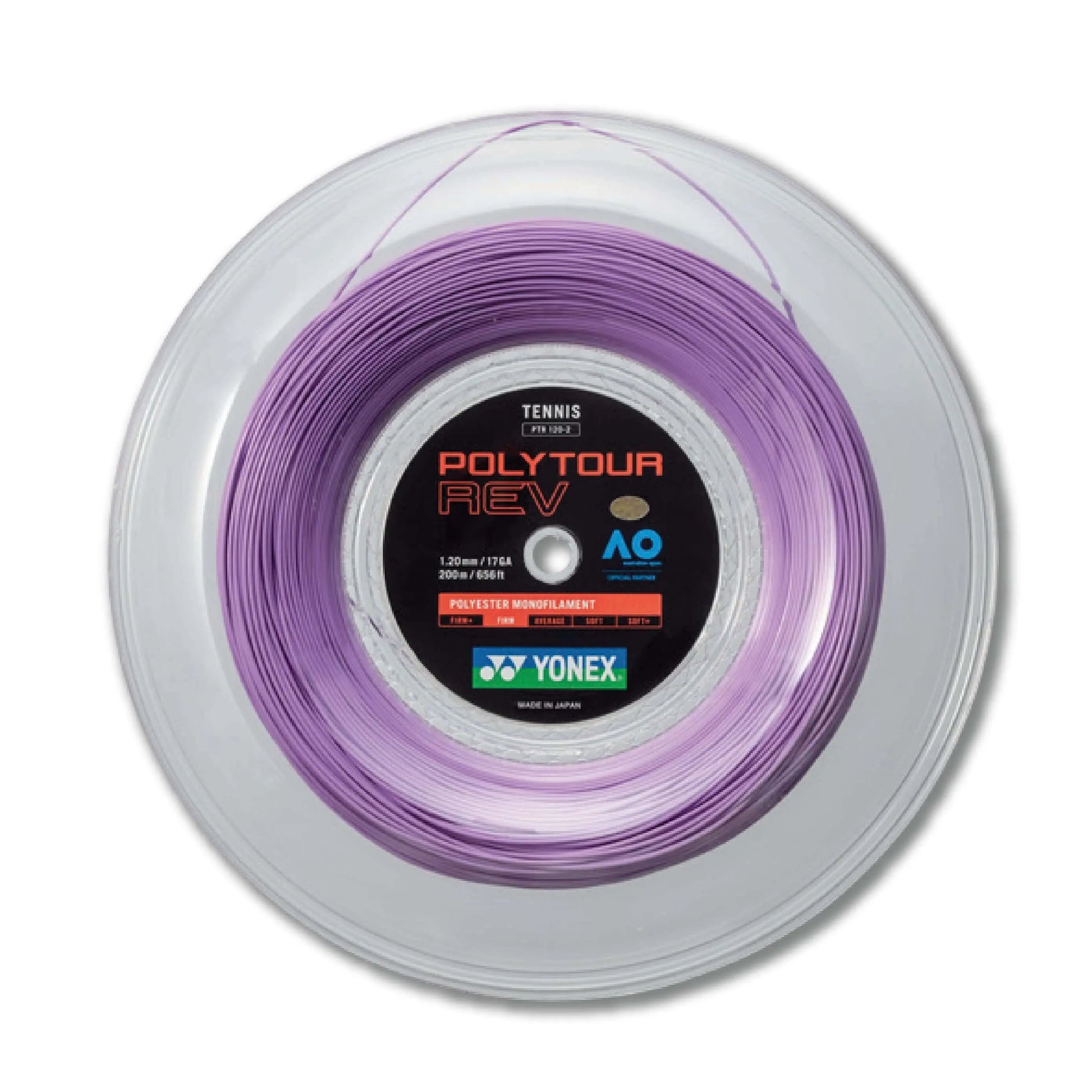 Yonex Polytour Rev 120 / 17 200m Tennis String Reel (Purple) - Purple 