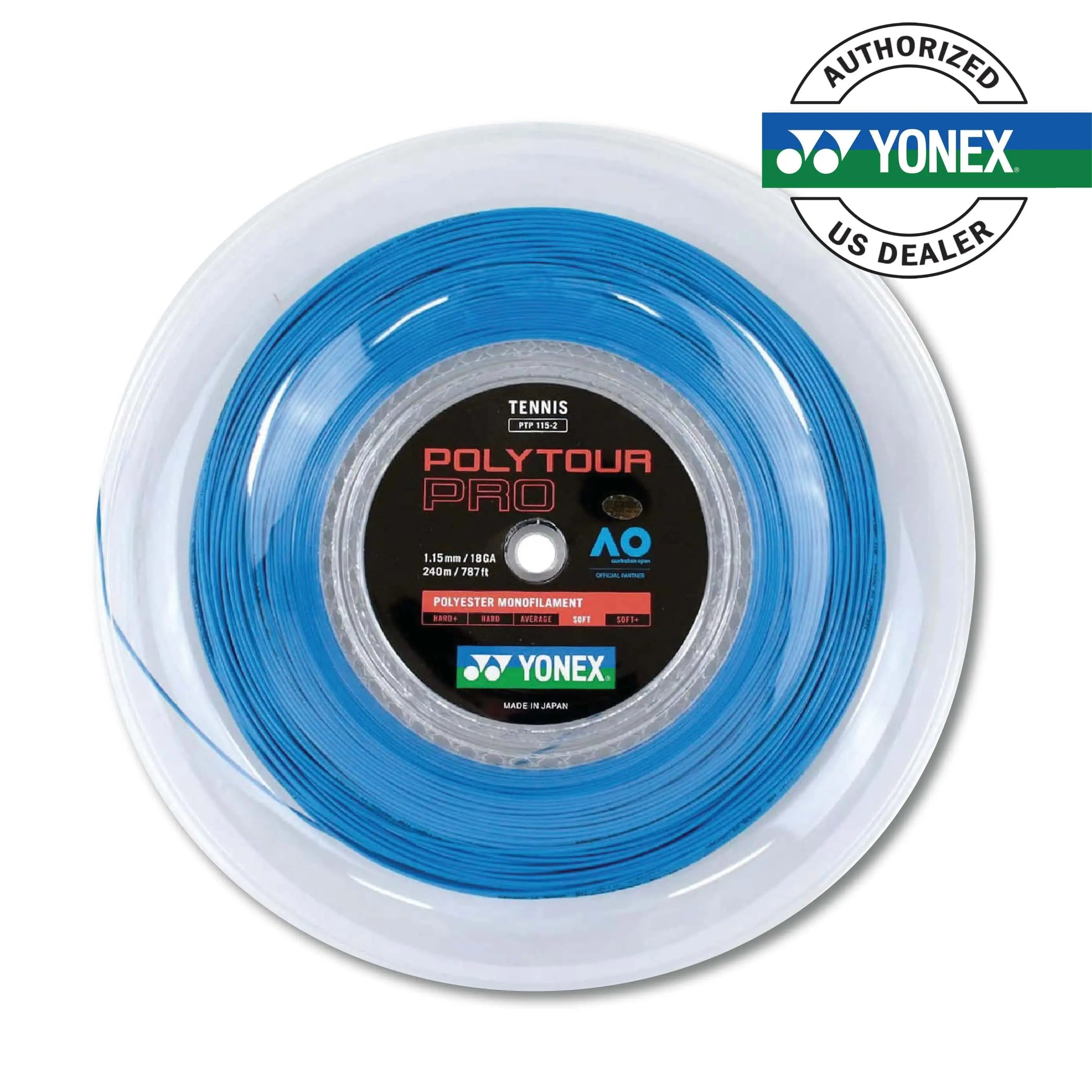 Yonex Polytour Pro 115 / 18 200m Tennis String Reel (Blue) - Blue 