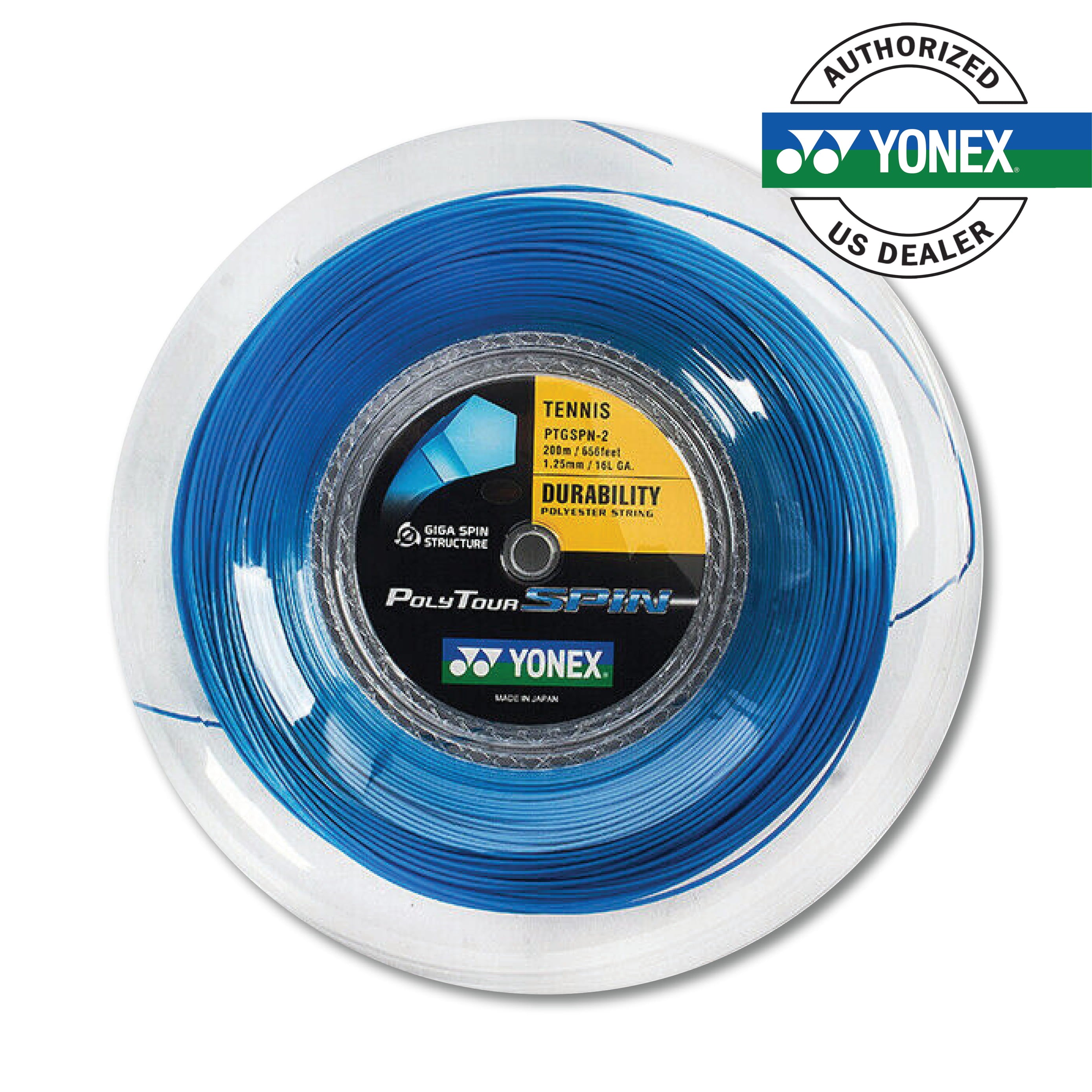 Yonex Polytour Spin 125 Tennis String Reel 200m - 16L (Cobalt Blue)