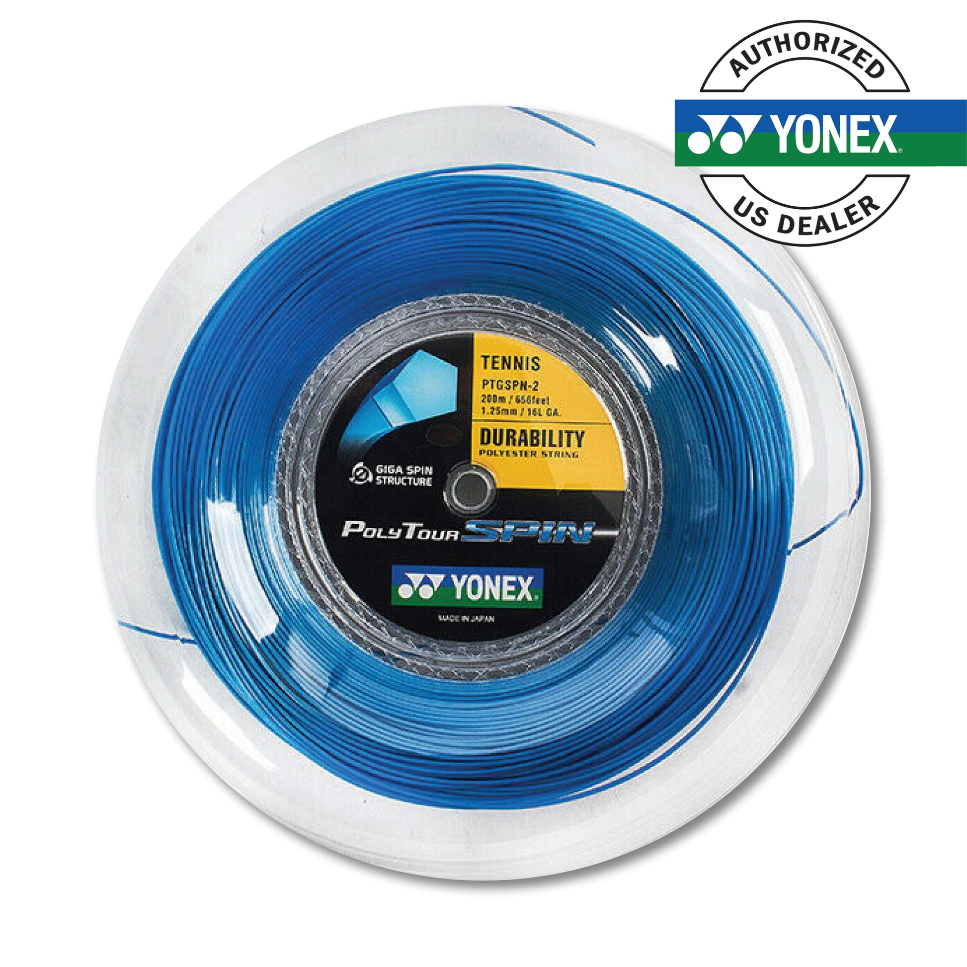 Yonex Polytour Spin 125 Tennis String Reel 200m - 16L (Cobalt Blue)