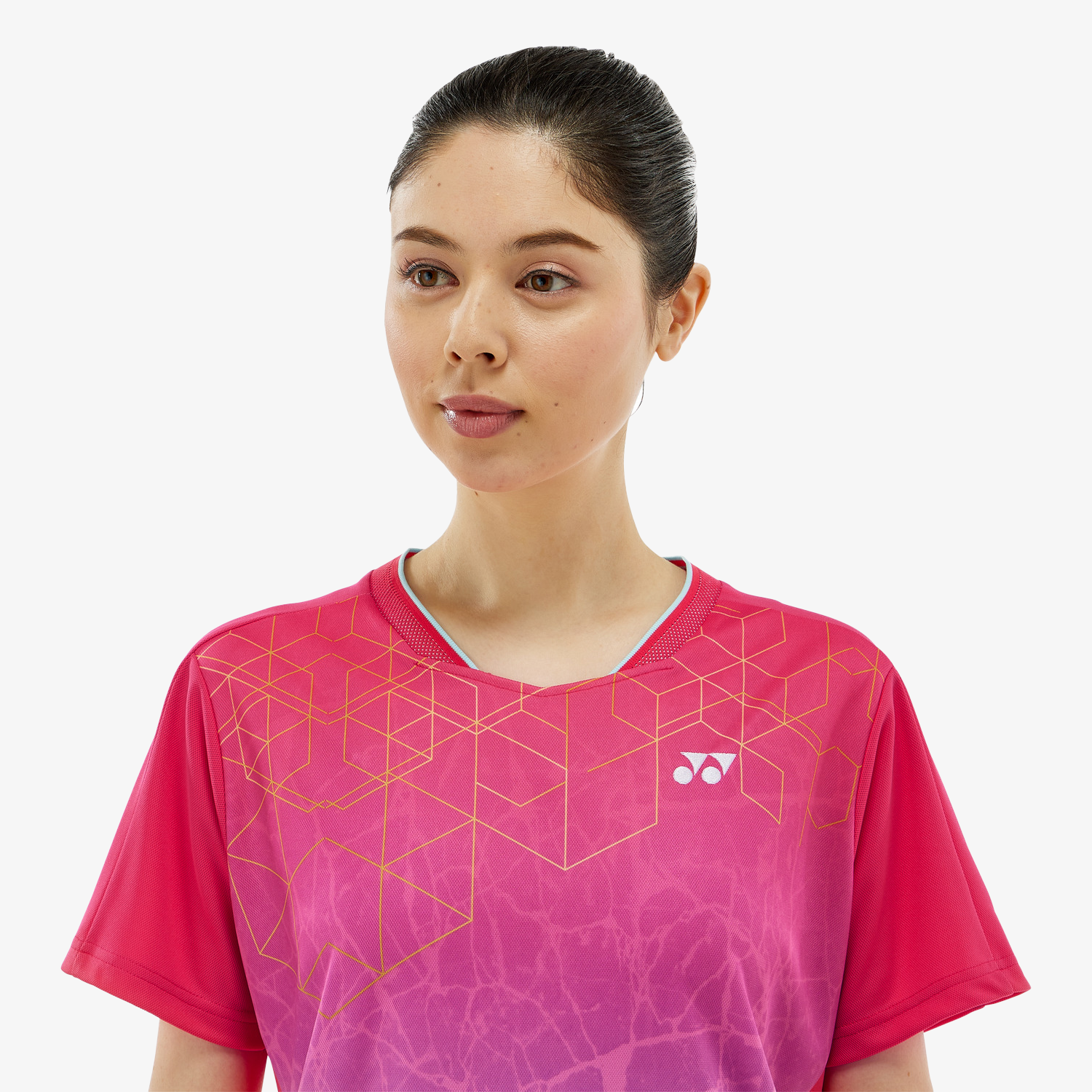 Yonex Women's Crew Neck Tournament Shirts 20814 (Bright Pink) 