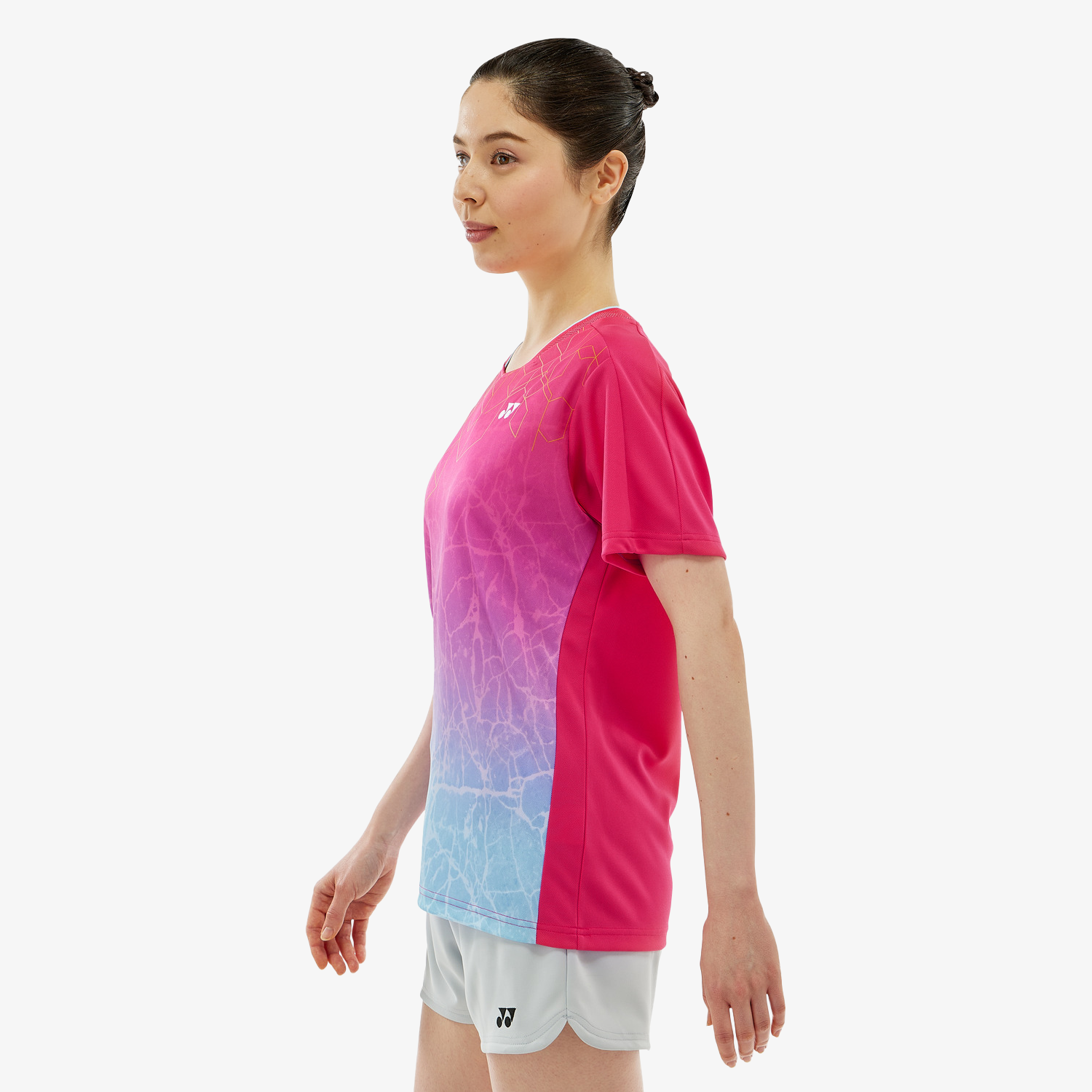 Yonex Women's Crew Neck Tournament Shirts 20814 (Bright Pink) 