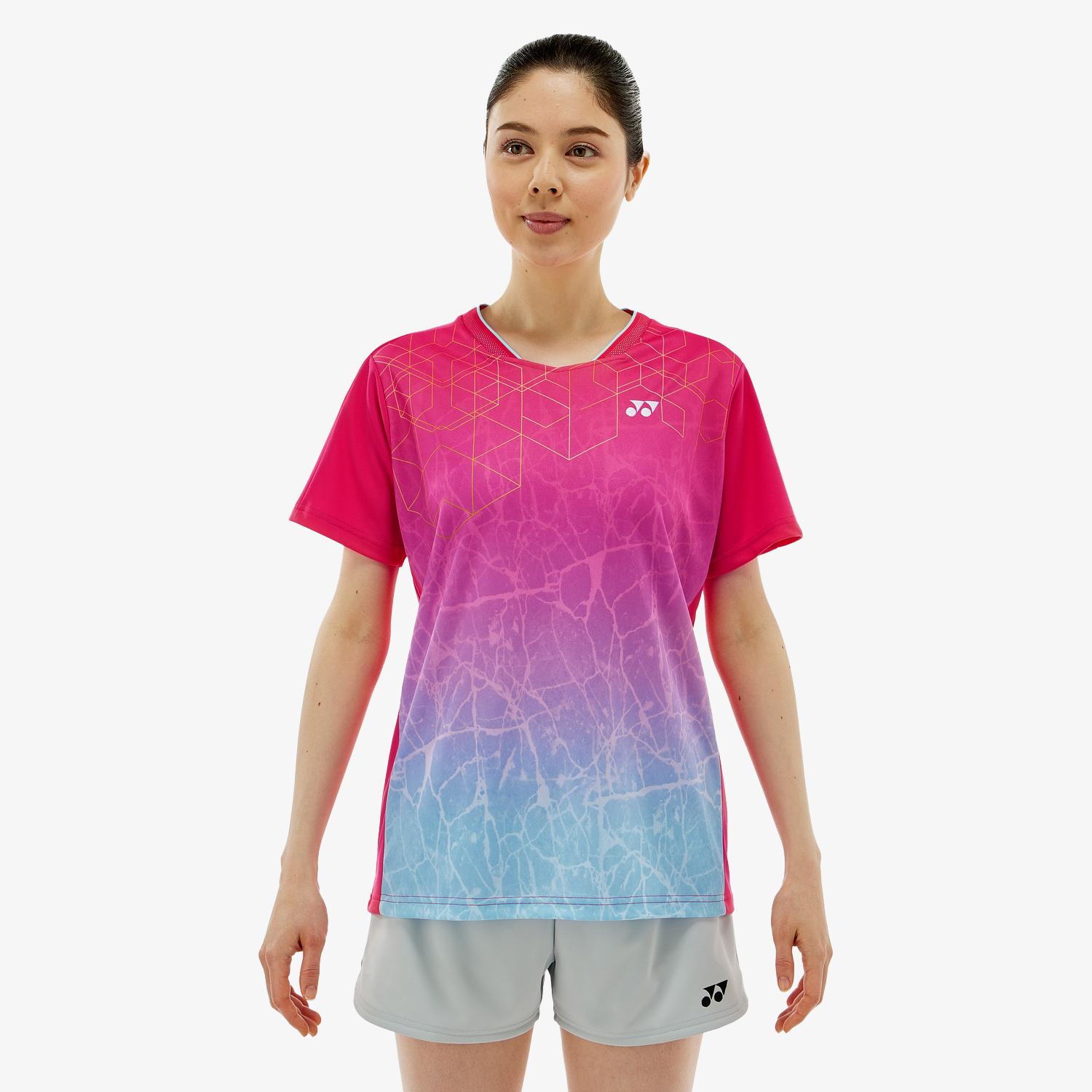 Yonex Women's Crew Neck Tournament Shirts 20814 (Bright Pink) 