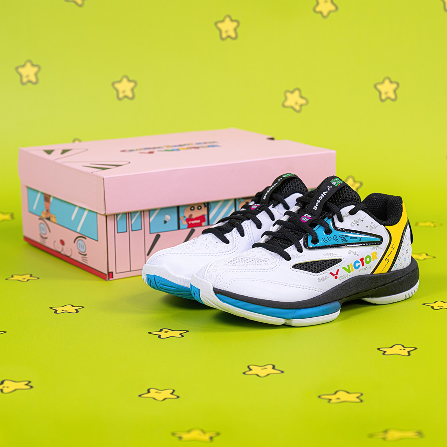 Victor x Crayon Shin Chan Junior Badminton Shoes A39JRCS-AC (White /Black) 