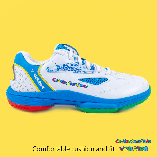Victor x Crayon Shin Chan Junior Badminton Shoes A39JRCS-AF (White /Blue) 