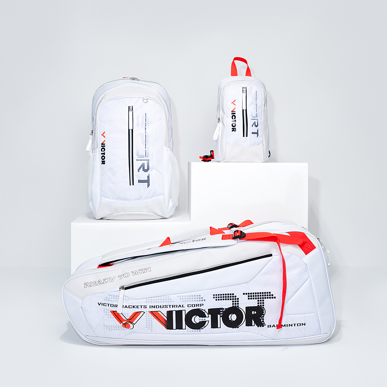 Victor BR5223-AH 6pk Badminton Tennis Racket Bag (Bright White/High Rise)