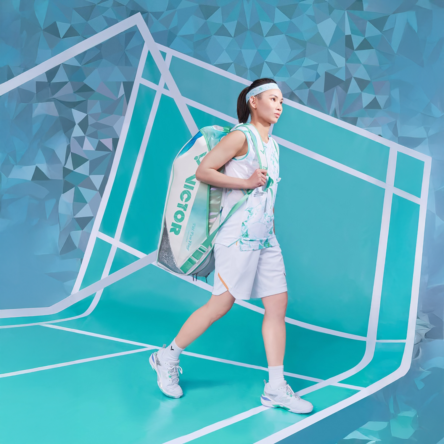 Victor Tai Tzu Ying 6 Piece Racket Bag BR5233TTY AR (Bright White/ Cockatoo Green)