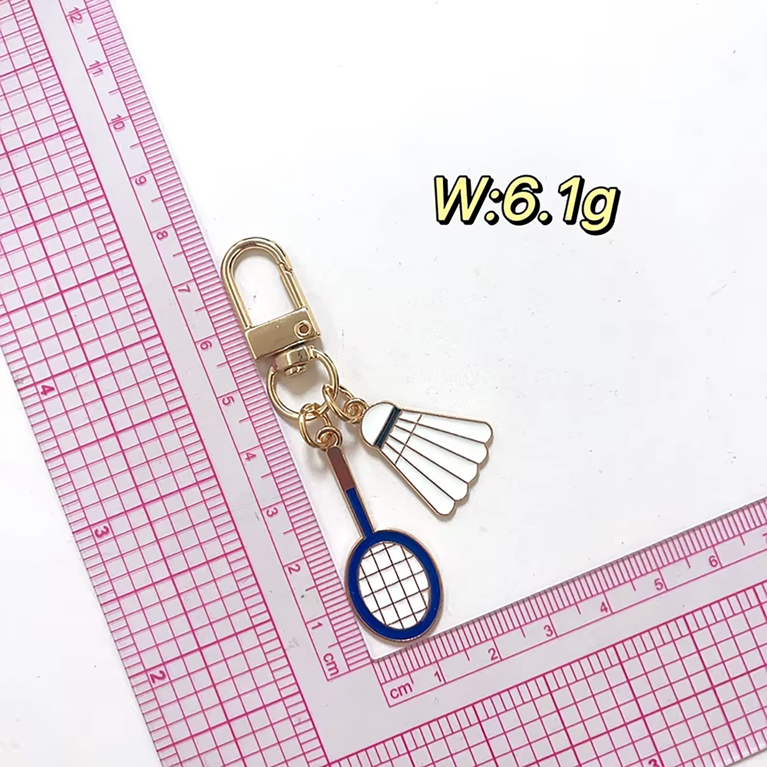 Badminton Racket and Shuttlecock Bag Charm (Gold)