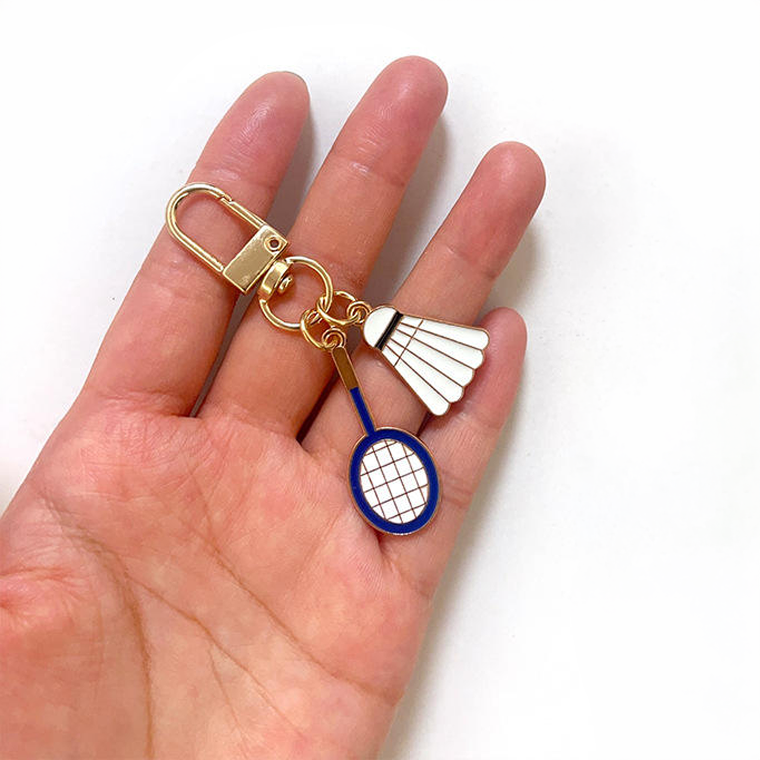 Badminton Racket and Shuttlecock Bag Charm (Gold)