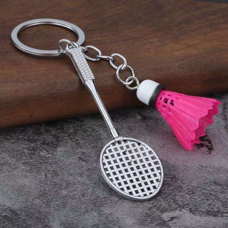 Mini Badminton Racket & Shuttlecock Bag Charm (Pink)