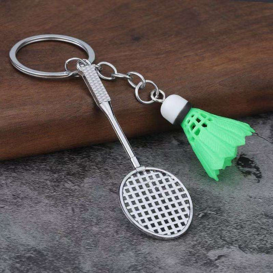 Mini Badminton Racket & Shuttlecock Bag Charm (Green)