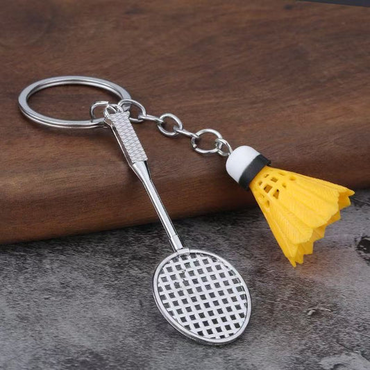 Mini Badminton Racket & Shuttlecock Bag Charm (Yellow)