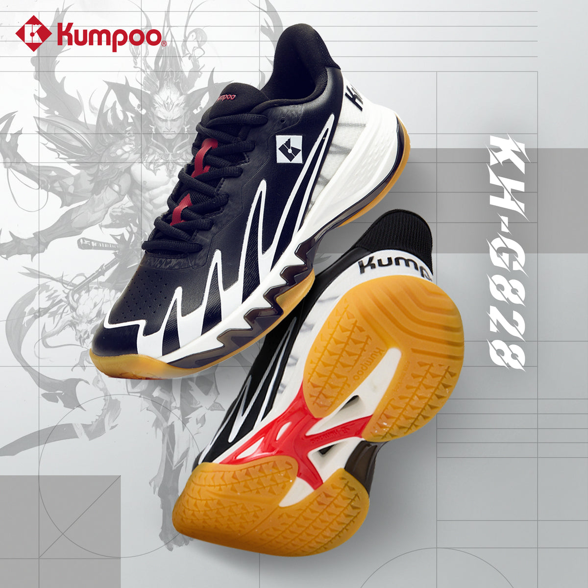 Kumpoo KH-G828 Court Shoe (White/Black)