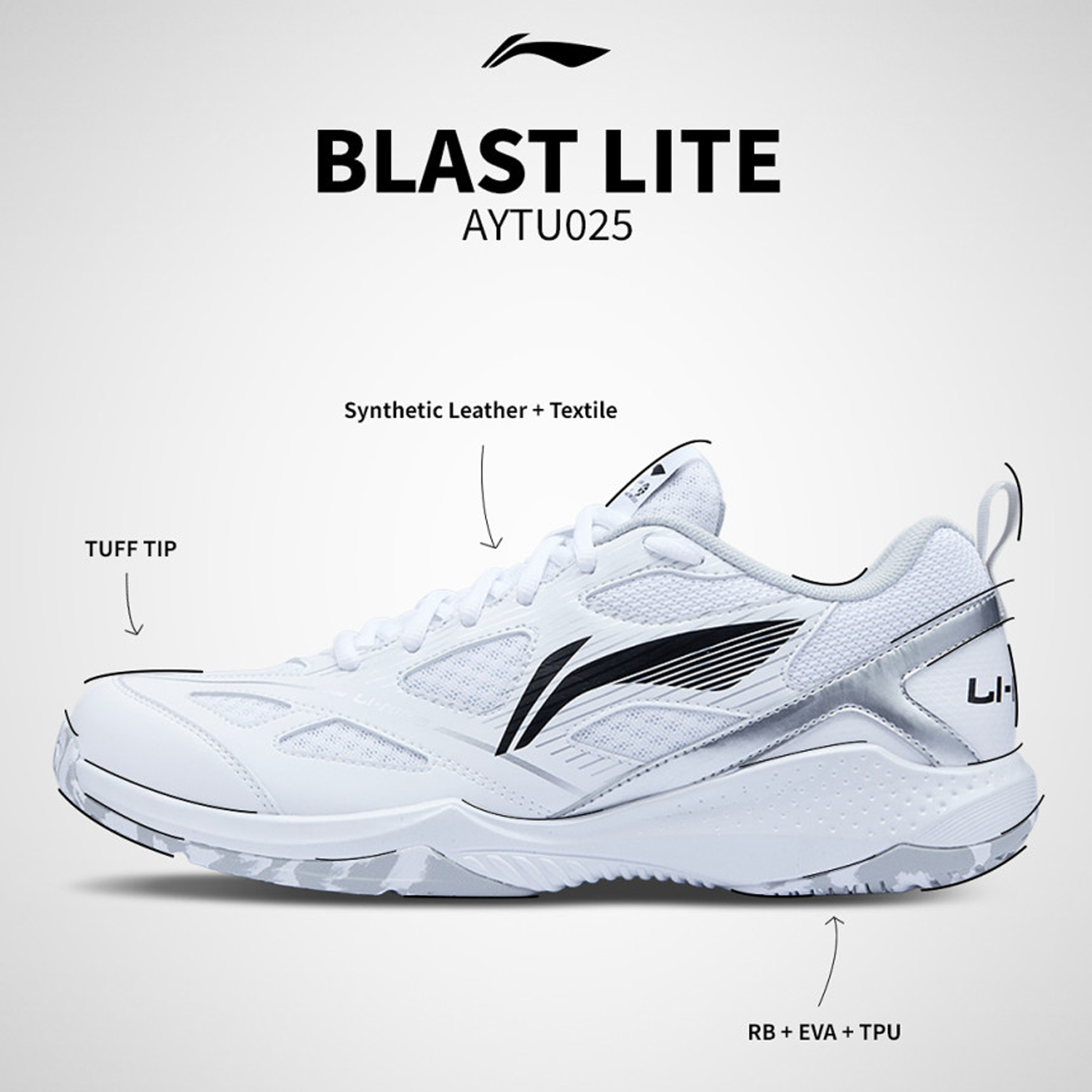 Li-Ning Blast Lite Wide Court Shoe (White/Black)