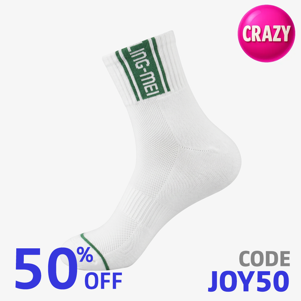 LingMei Men's Socks AS504 (White/Green)