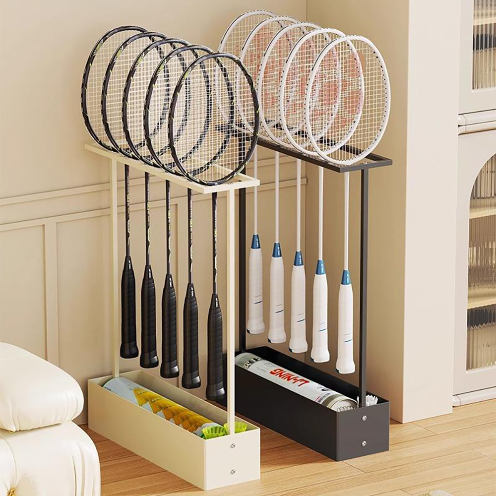 Metal Badminton Racket Storage Rack (White)