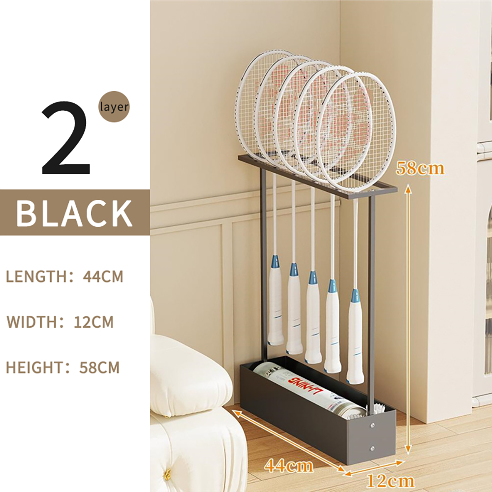 Metal Badminton Racket Storage Rack (Black)