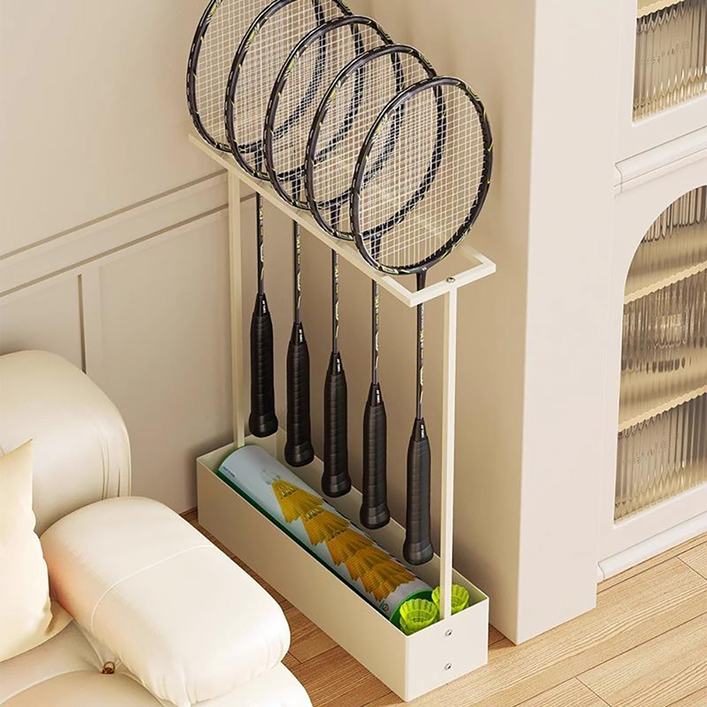 Metal Badminton Racket Storage Rack (White)