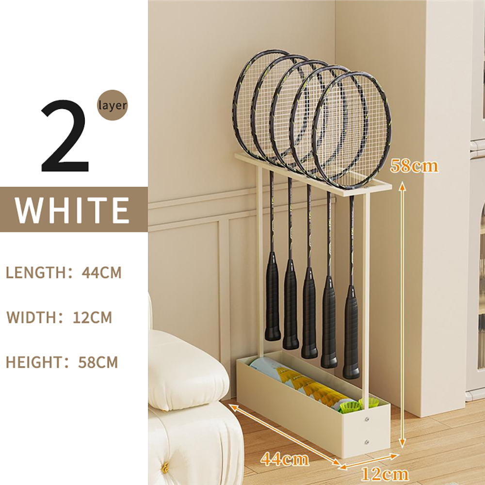Metal Badminton Racket Storage Rack (White)