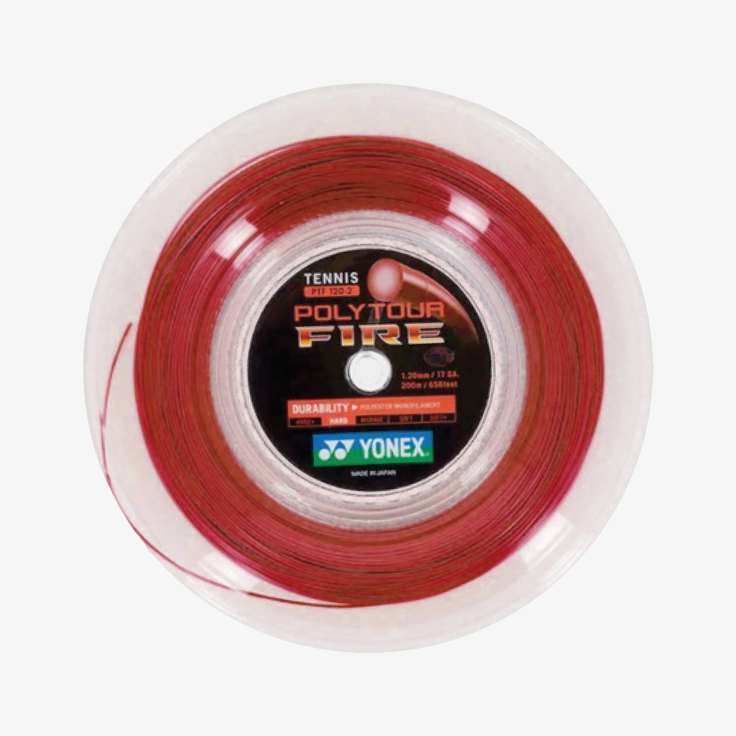 Yonex Polytour Fire 120 / 17 200m Tennis String Reel (Red)