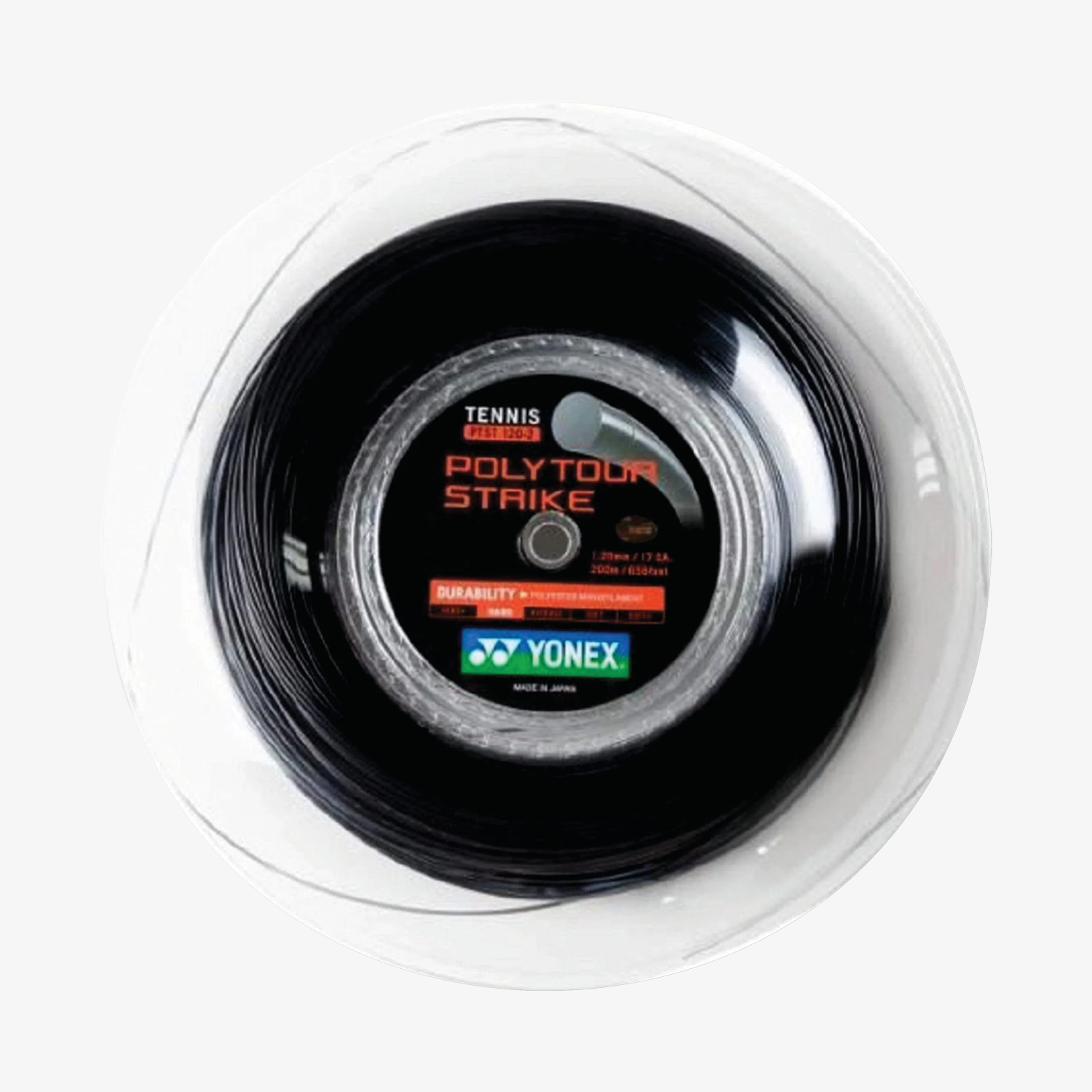 Yonex Polytour Strike 125 / 16L 200m Tennis String Reel (Cool Black)