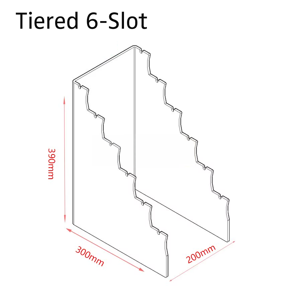 Tiered 6 Slot Acrylic Badminton Racket Display Rack