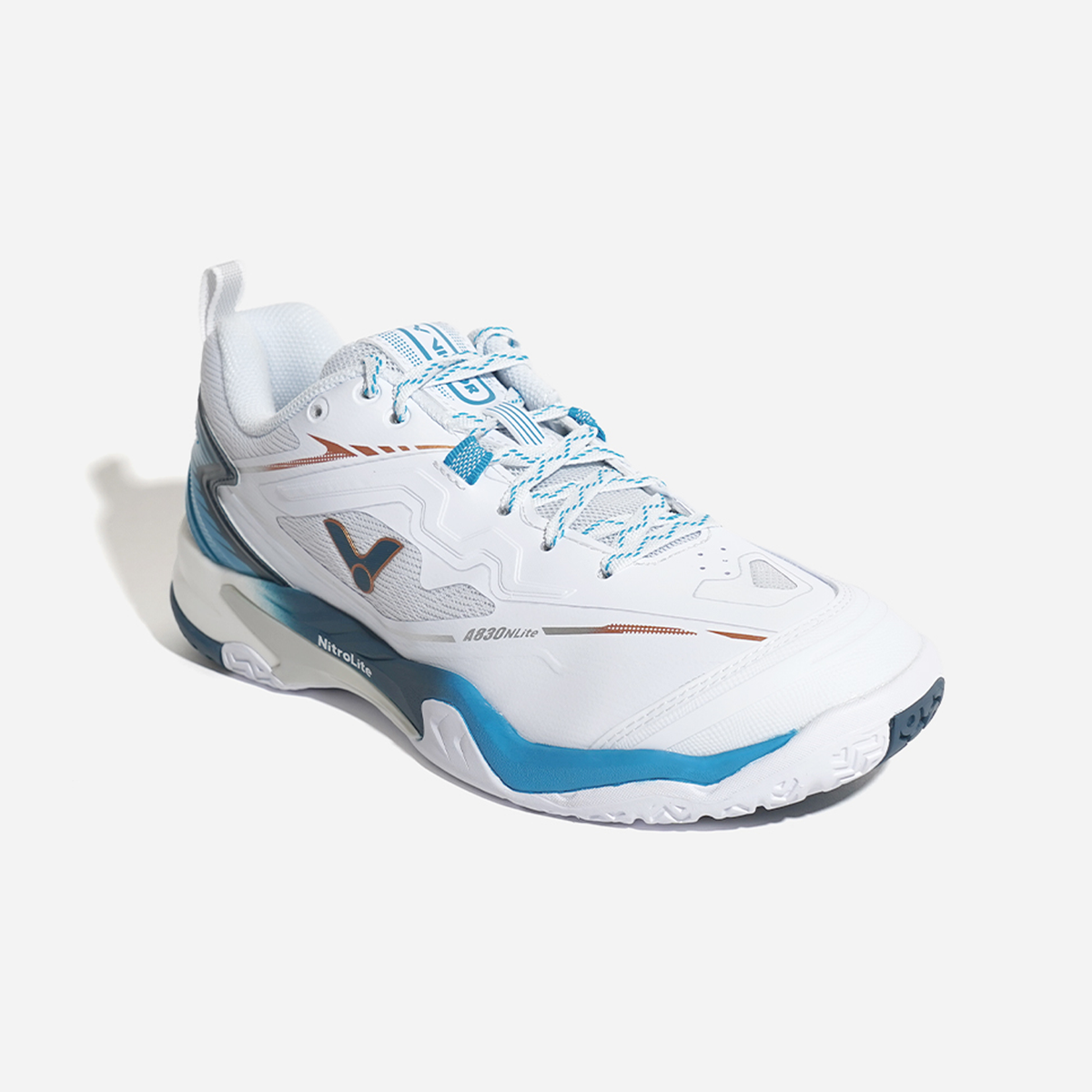 Victor A830NitroLite Wide Shoe A830NLITE-AF (White MykonosBlue Victor A830NitroLite Wide Shoe A830NLITE-AF (White MykonosBlue