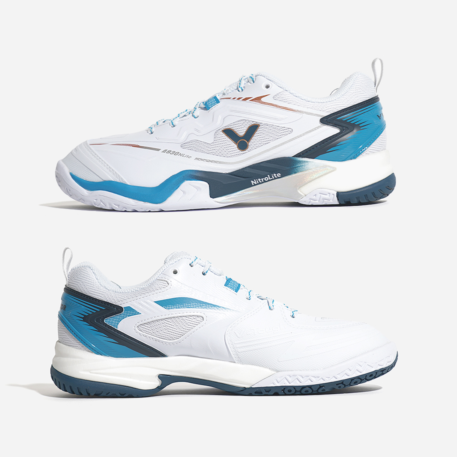 Victor A830NitroLite Wide Shoe A830NLITE-AF (White MykonosBlue Victor A830NitroLite Wide Shoe A830NLITE-AF (White MykonosBlue