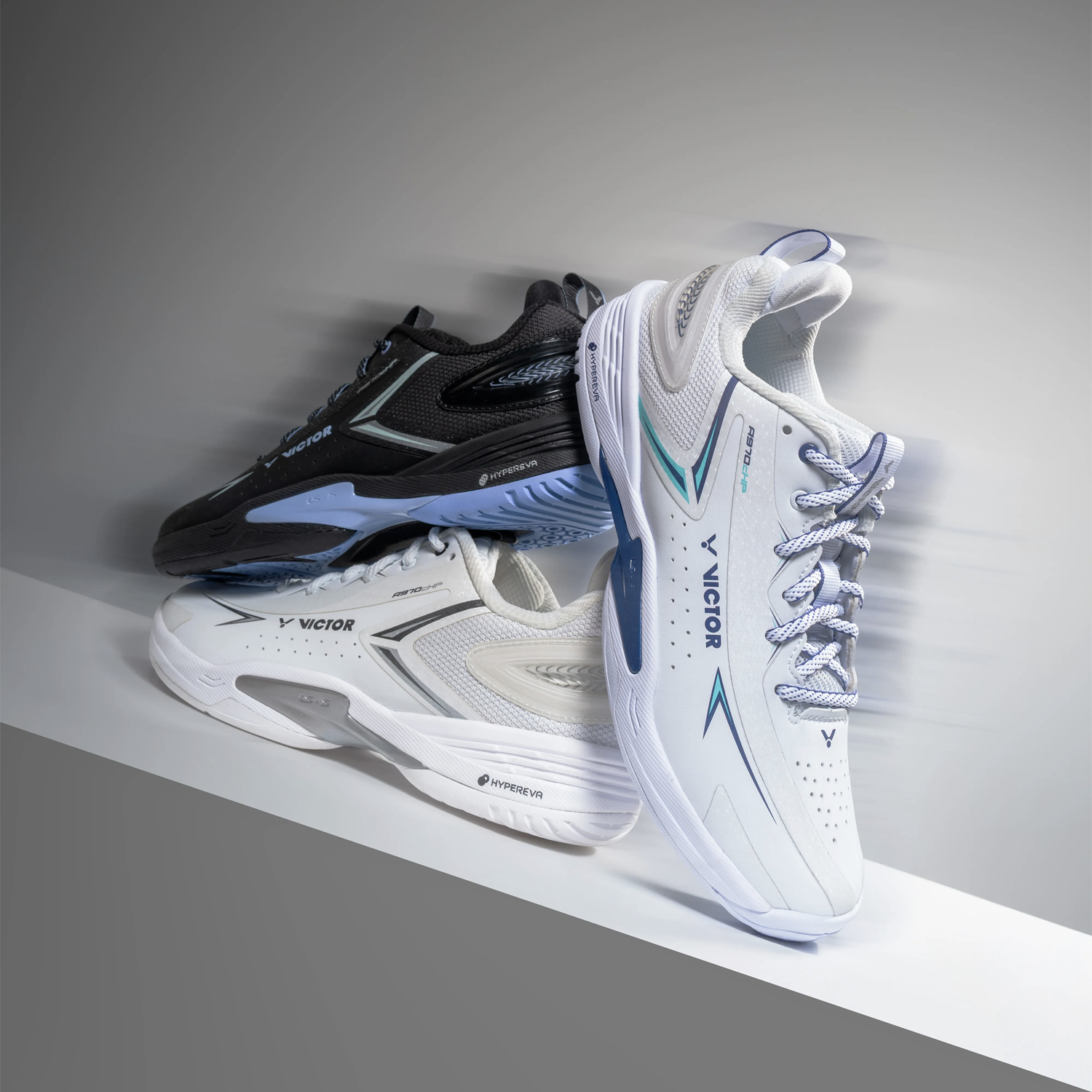 Victor A970cHP-AB Court Shoe (White/Spectrum Blue)