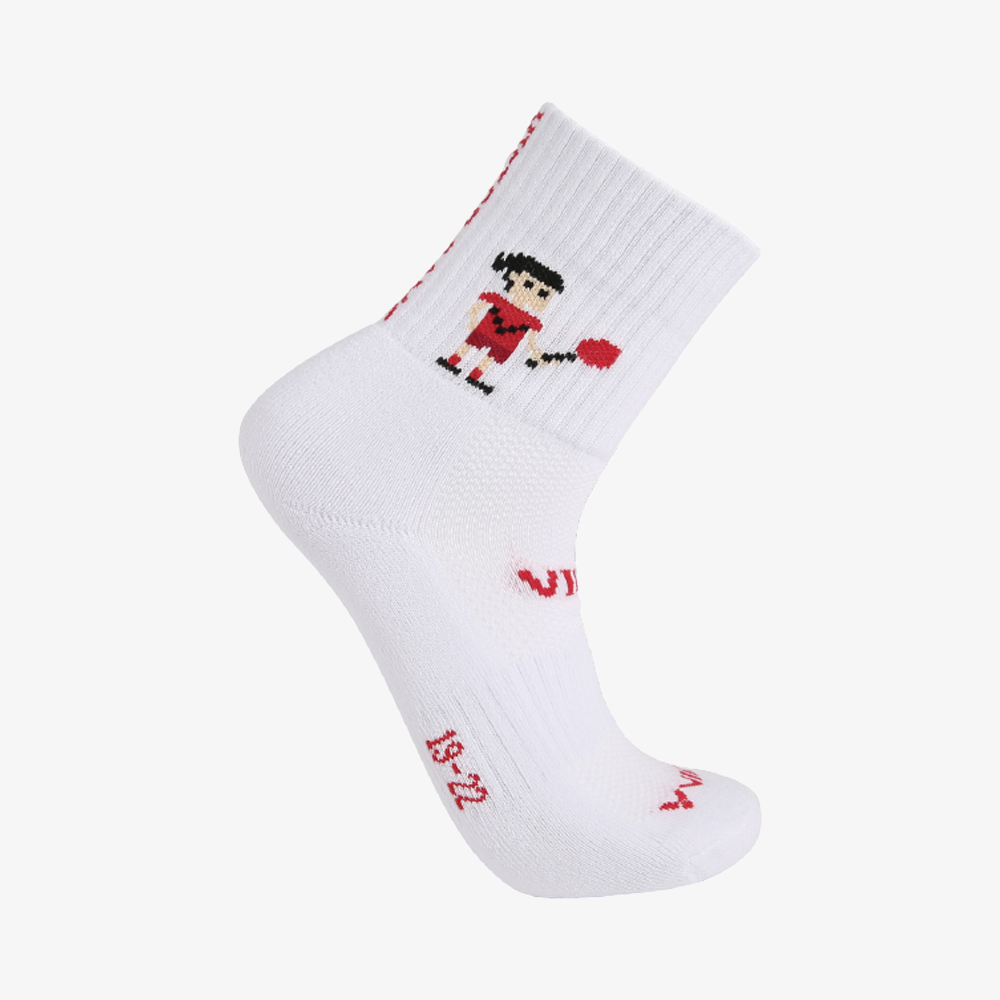 Victor Junior Sport Socks SK057-A-S (White) Red Side View