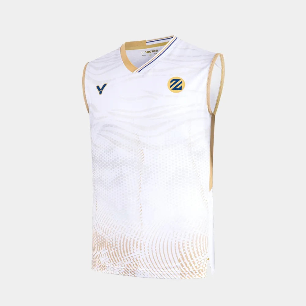 Victor Unisex Knitted Sleeveless T-Shirts T-65003-AW (White/Gold)