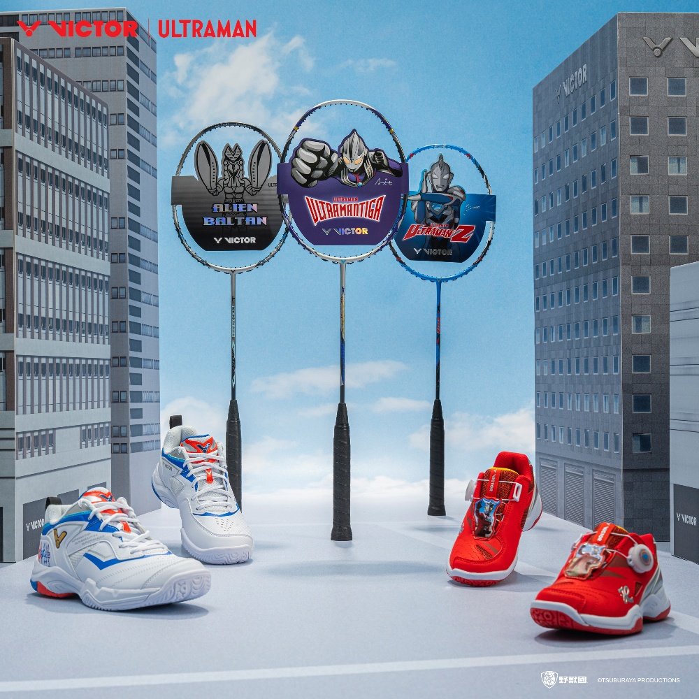 Victor x Ultraman Thruster K Ultraman Tiga Racket TK-ULTRAMANTIGA-S (Glossy Silver) Ultraman Collection Rackets and Shoes