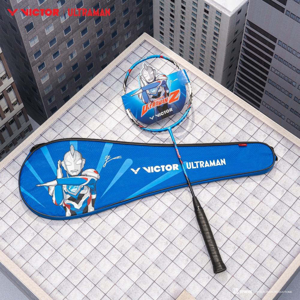 Victor x Ultraman Thruster K Ultraman Z Racket TK-ULTRAMANZ-F (Cloisonne Blue) Racket and Cover Front View