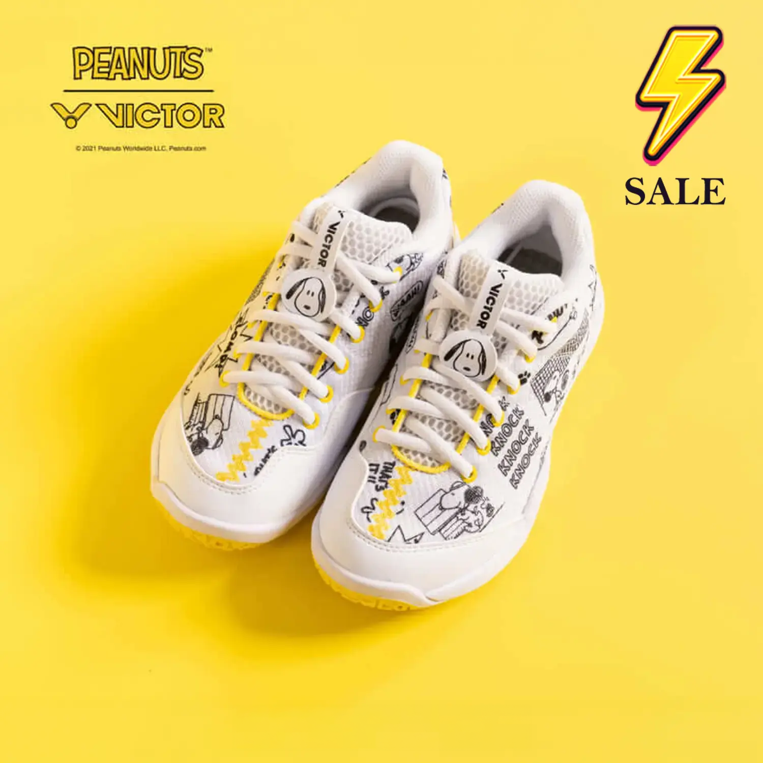 Victor x Peanuts Junior Shoe SNJR-A (Cream White) - JoyBadminton Victor x Peanuts Junior Shoe SNJR-A (Cream White) - JoyBadminton