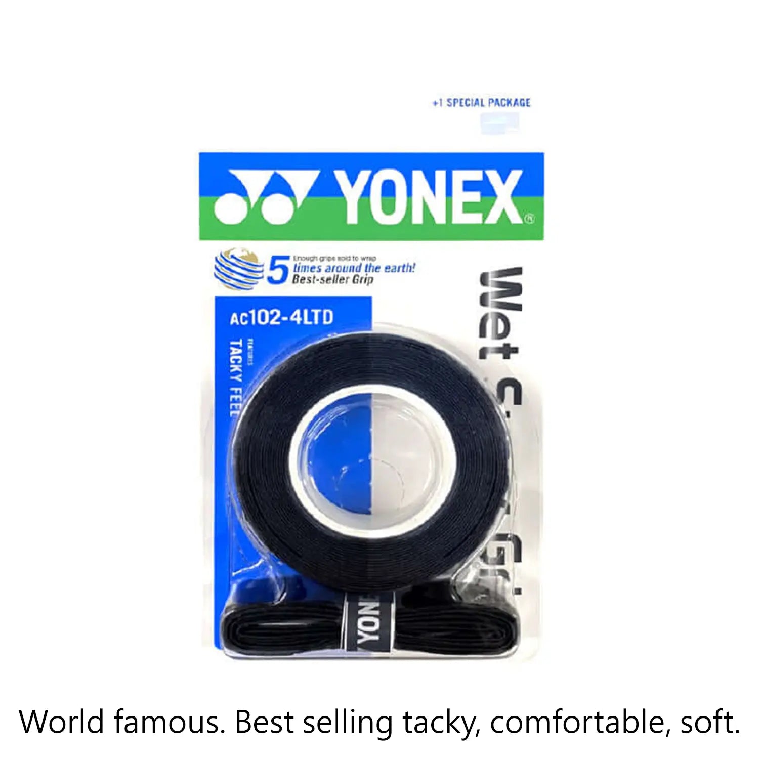 Yonex AC102-4LTD Super Grap Roll Racket Overgrip (3+1 Wraps) - Black 