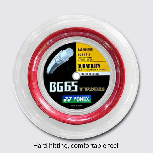 Yonex BG 65 Ti 200m Badminton String (Red) 
