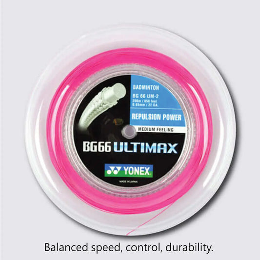 Yonex BG 66 Ultimax 200m Badminton String (Neon Pink) 