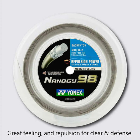 Yonex Nanogy 98 200m Badminton String (Silver Grey) 