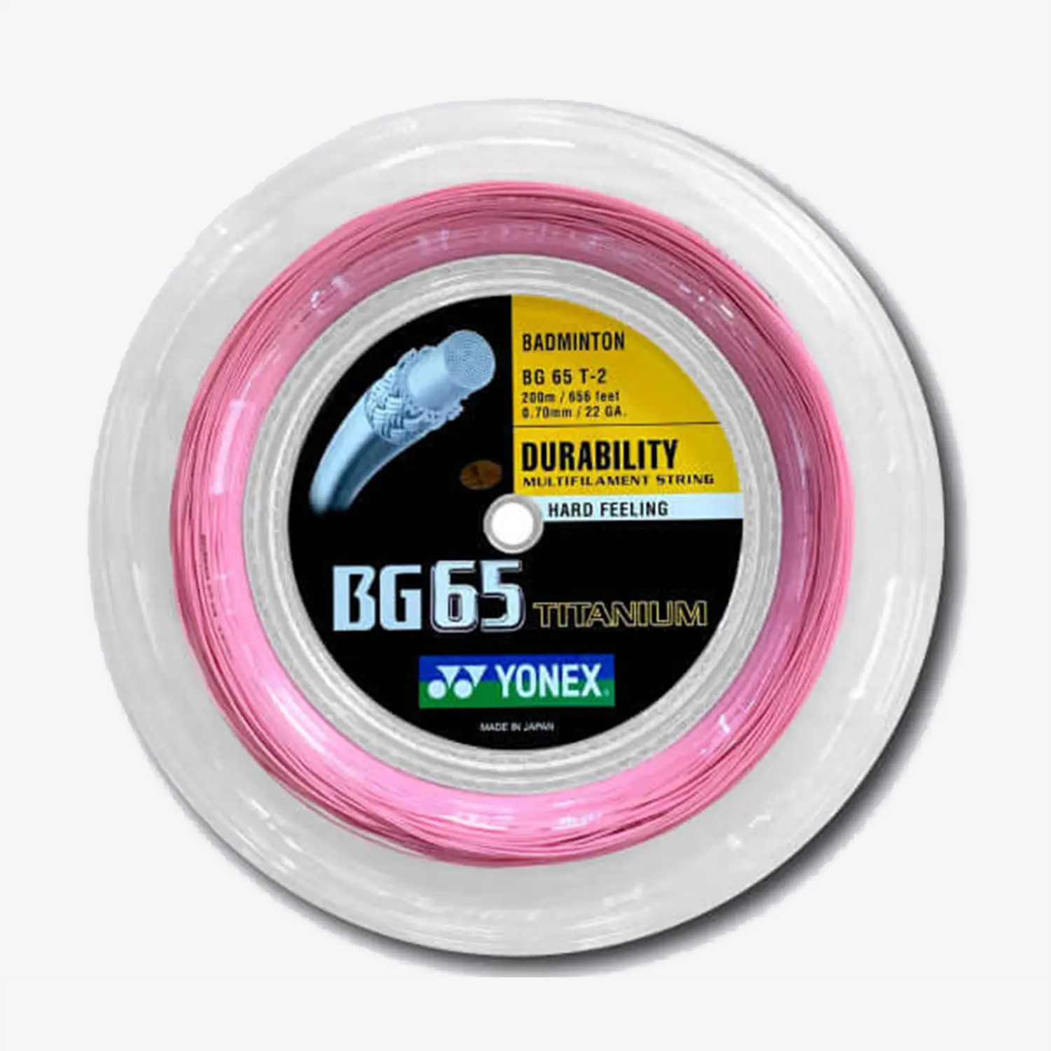 Yonex BG 65 Ti 200m Badminton String (Pink)