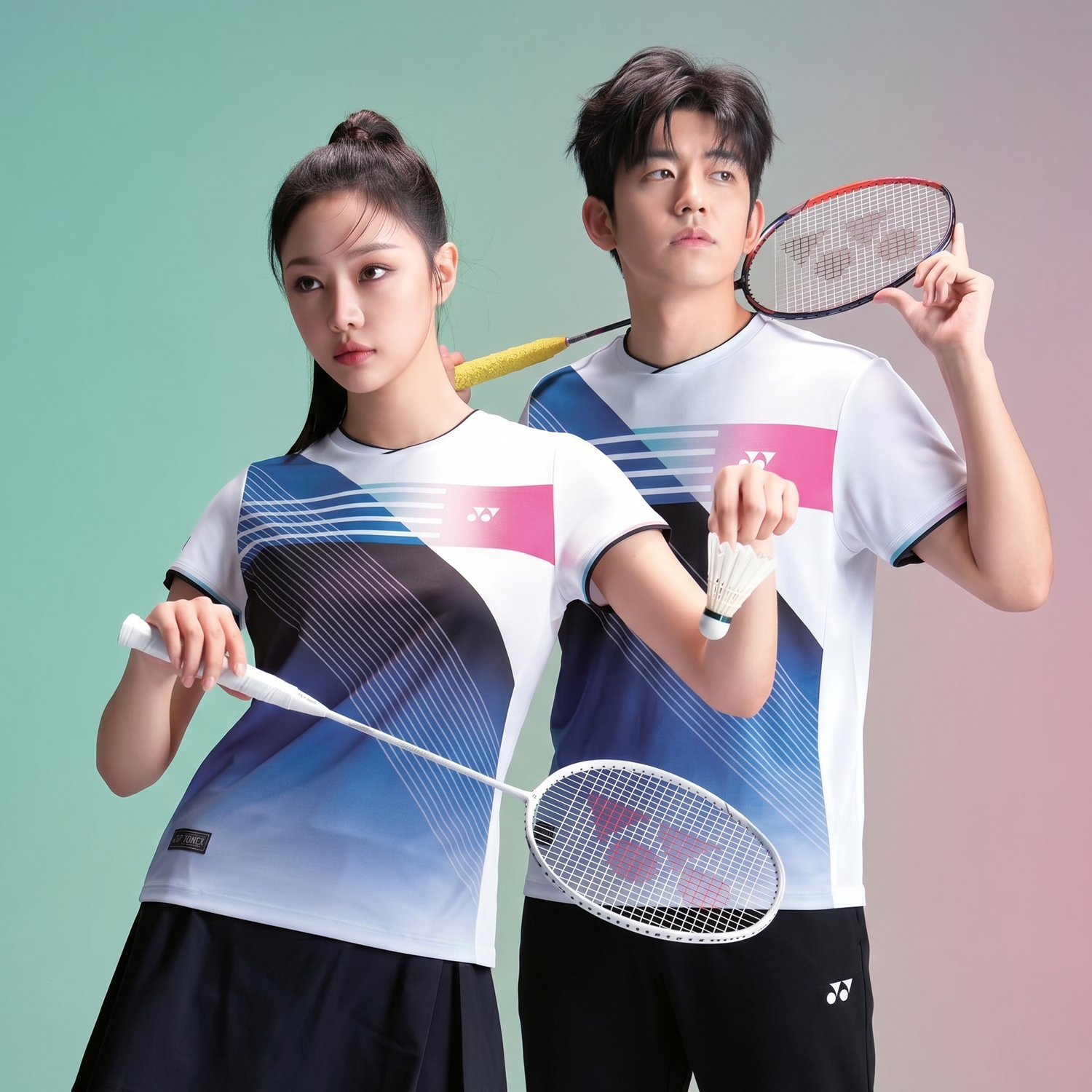Yonex Matching Tournament Shirts 241TS025M + 241TS026F (White)