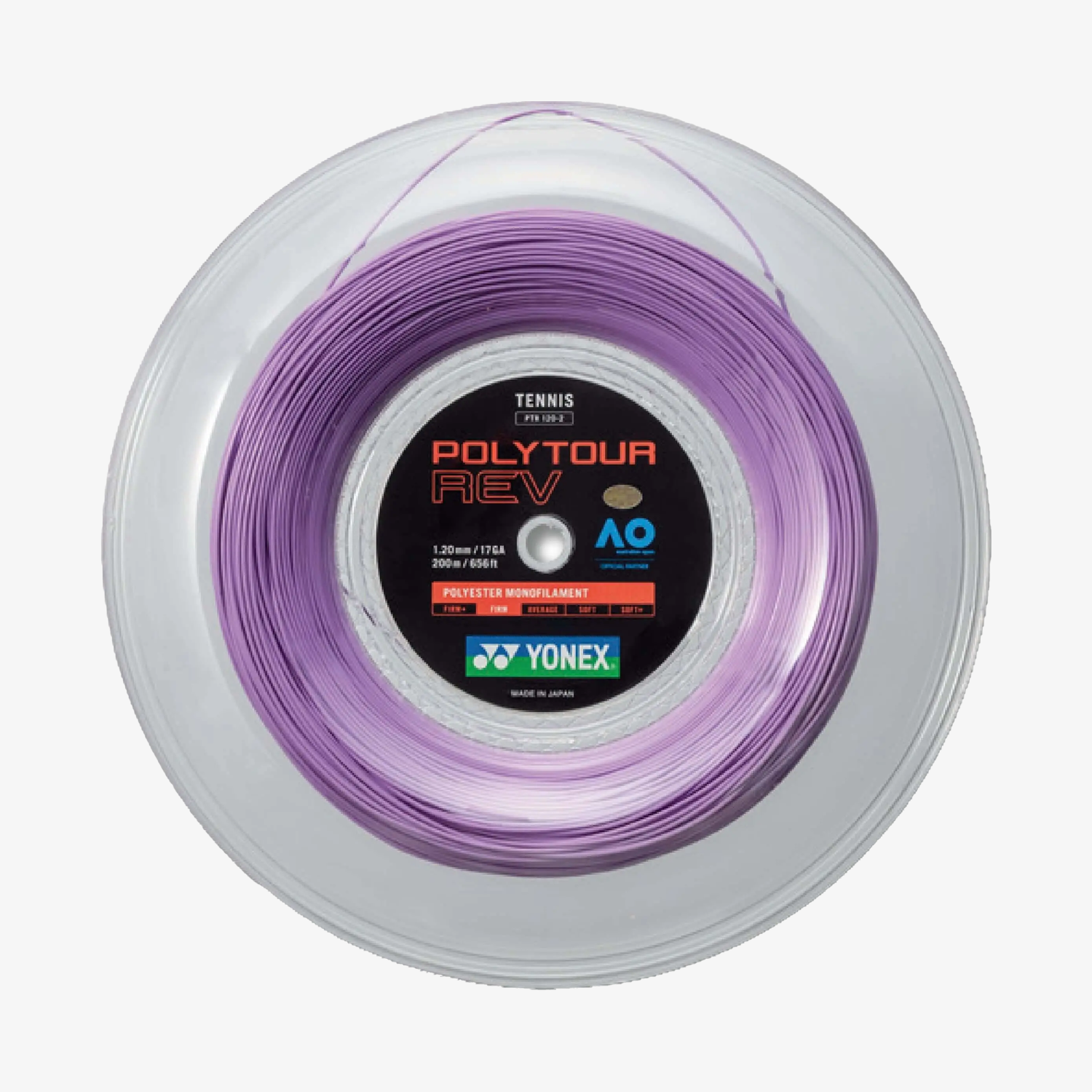 Yonex Polytour Rev 120 / 17 200m Tennis String Reel (Purple)